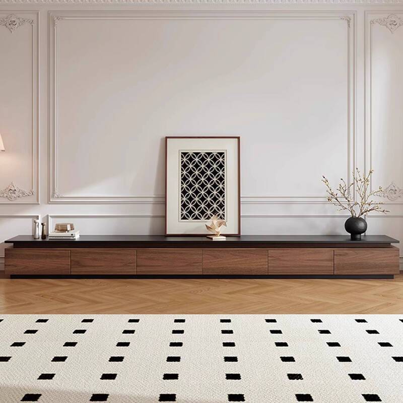 Tv Cabinet Walnut Floor-Standing Storage Cabinet Italian Minimalist Living Room Medieval Splicing Floor Cabinet Storage Cabinet Coffee Table Combination