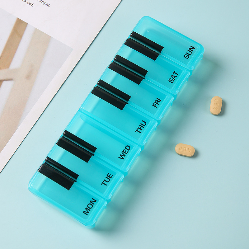 ポータブル薬箱、7日間のポータブル小型薬箱、1週間の薬収納ボックス、プラスチック製の薬箱、Amazonの新しいスタイル|undefined