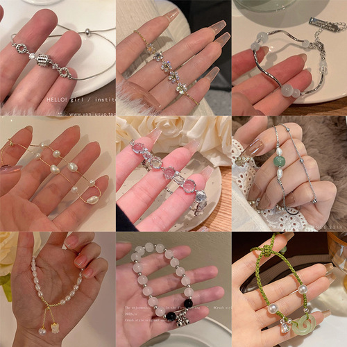 New Chinese style handmade crystal beaded bracelets, feminine and high-end, couple besties bracelets, dopamine bracelets wholesale