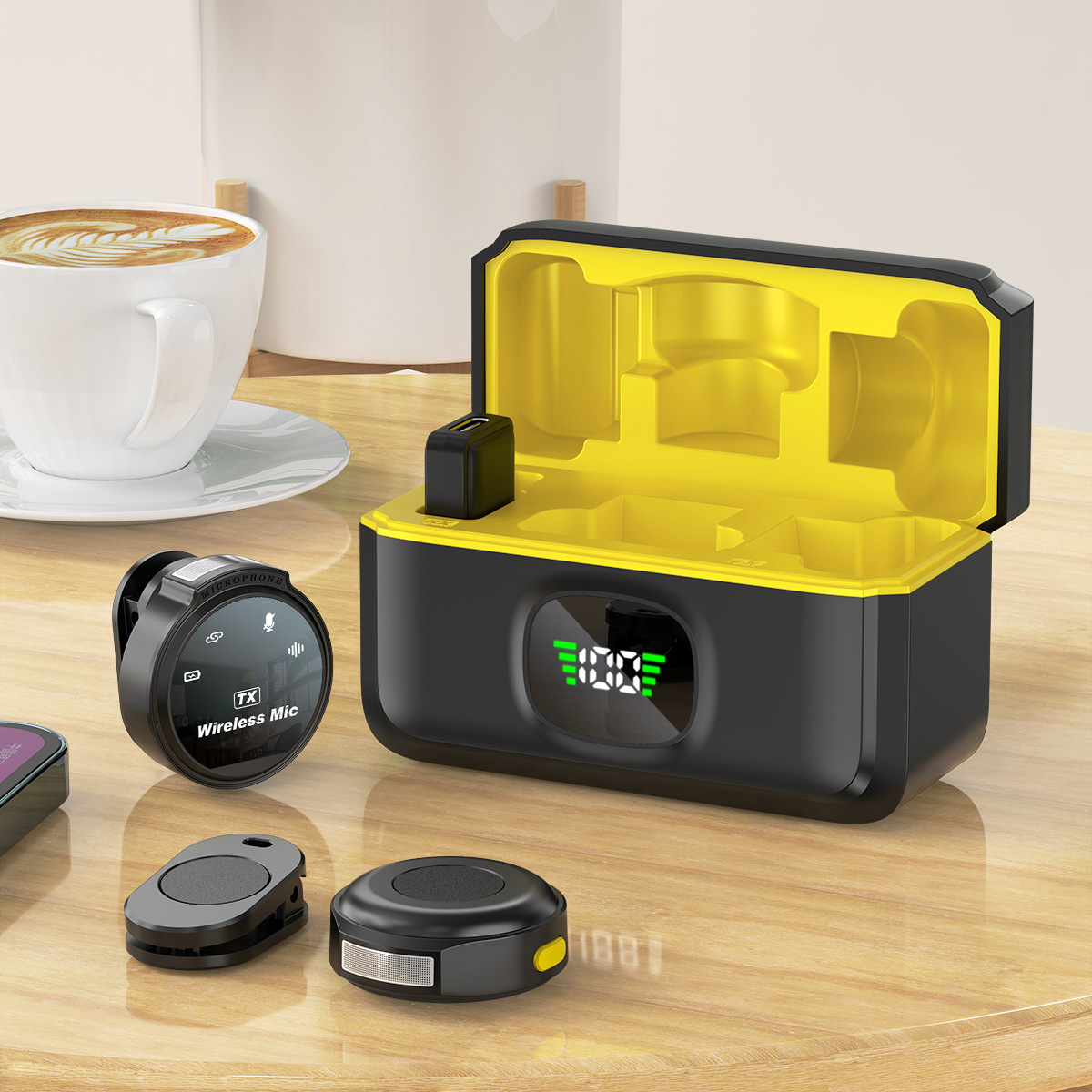 New J6 magnetic suction wireless collar clip microphone smart radio noise reduction microphone live mobile phone microphone with charging bin