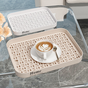 Tea Tray Household Rectangular Large Drain Tray Square Living Room Cup Storage Rack 2024 New Plastic Tea Tray