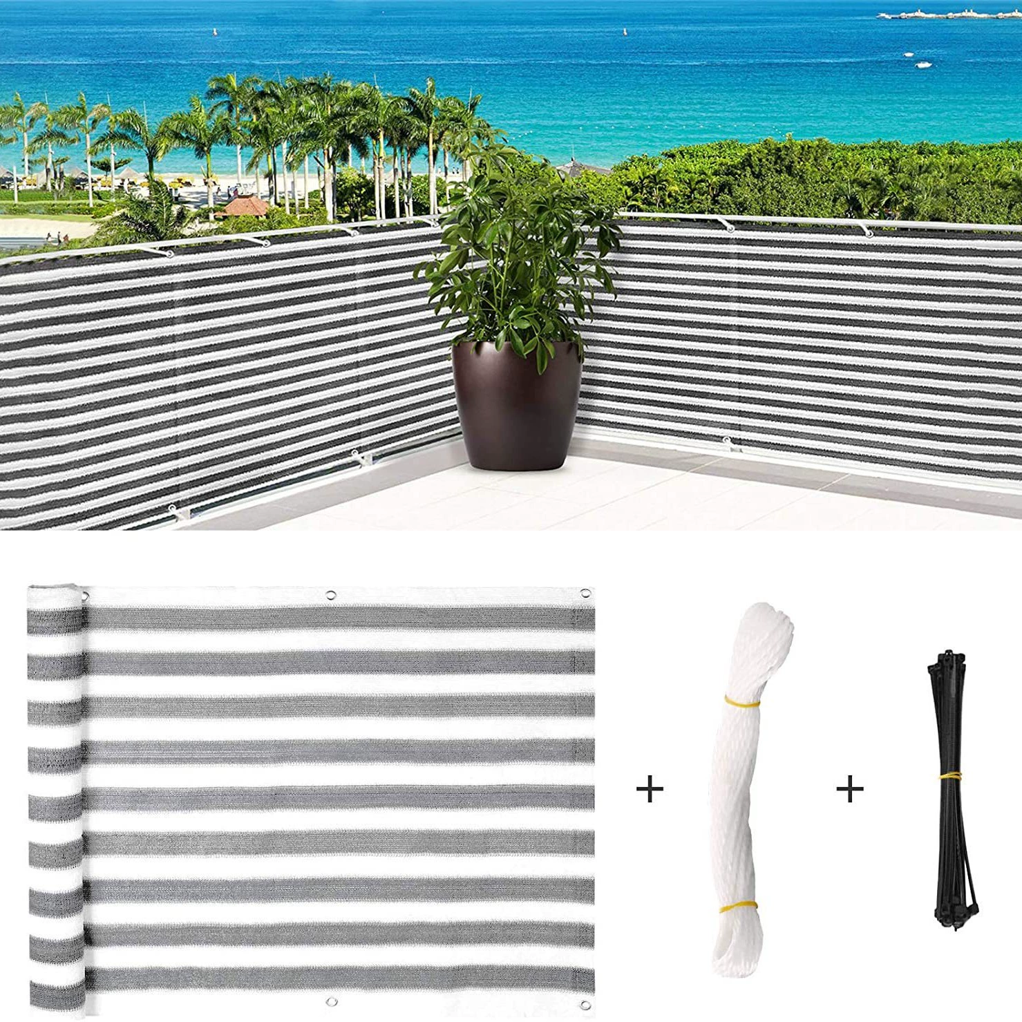 Сетка для балкона из HDPE, защита от взглядов, доставка с завязками и веревкой, ветрозащитная