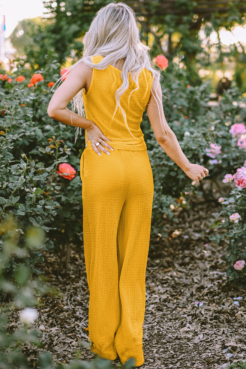 U Neck Tank Top and Wide Leg Pants Set 7