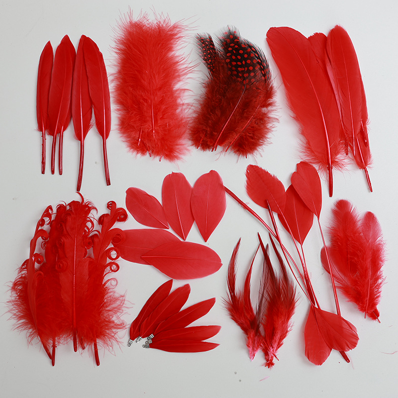 Plumas rojas al por mayor boda jardín de infantes diy plumas hechas a mano pieles de pavo pendientes de plumas de ganso accesorios accesorios de ropa image 71