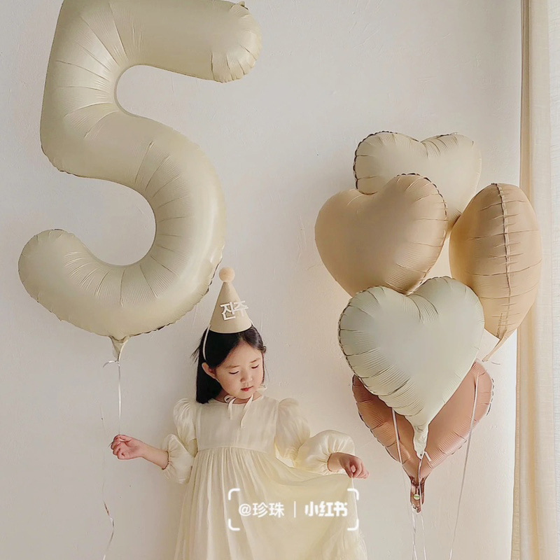 Party Baby First Birthday Decoration Setup 32-inch Independent Packaging Caramel Cream Color Number Aluminum Foil Balloon