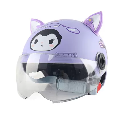 A Parent-child Helmet Children's Helmet | Motosiklet kaskı (dəbilqə) - 3c-adult-purple-cooler-transparent-short-mirror-ears