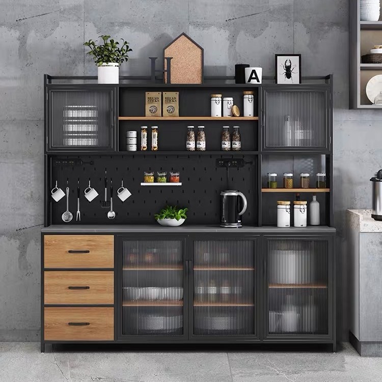Wrought Iron Slate Sideboard Integrated Wall High Cabinet Office Industrial Style Tea Cabinet Kitchen Storage Cabinet Storage Cabinet