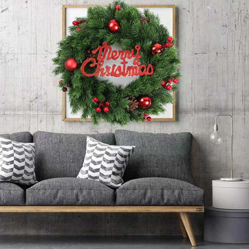 Venta al por mayor Amazon Comercio exterior guirnalda de Navidad 35cm puerta colgante ratán anillo adornos Navidad decoración simulación guirnalda