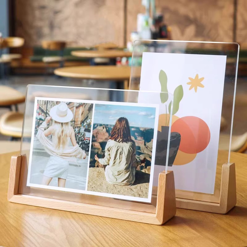 Marco de fotos de nogal en forma de U transfronterizo de 6 pulgadas, 7 pulgadas, 8 pulgadas, marco de fotos de boda de acrílico creativo simple y moderno