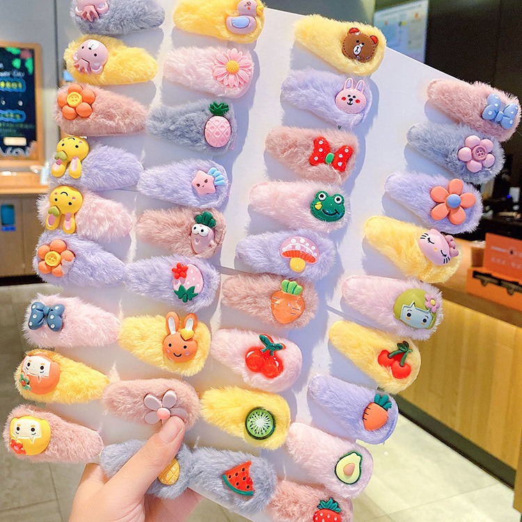 Otoño e Invierno de los niños de felpa horquilla accesorios para el cabello clip de bebé pelo roto BB clip lindo lana horquilla niña princesa accesorios para el cabello