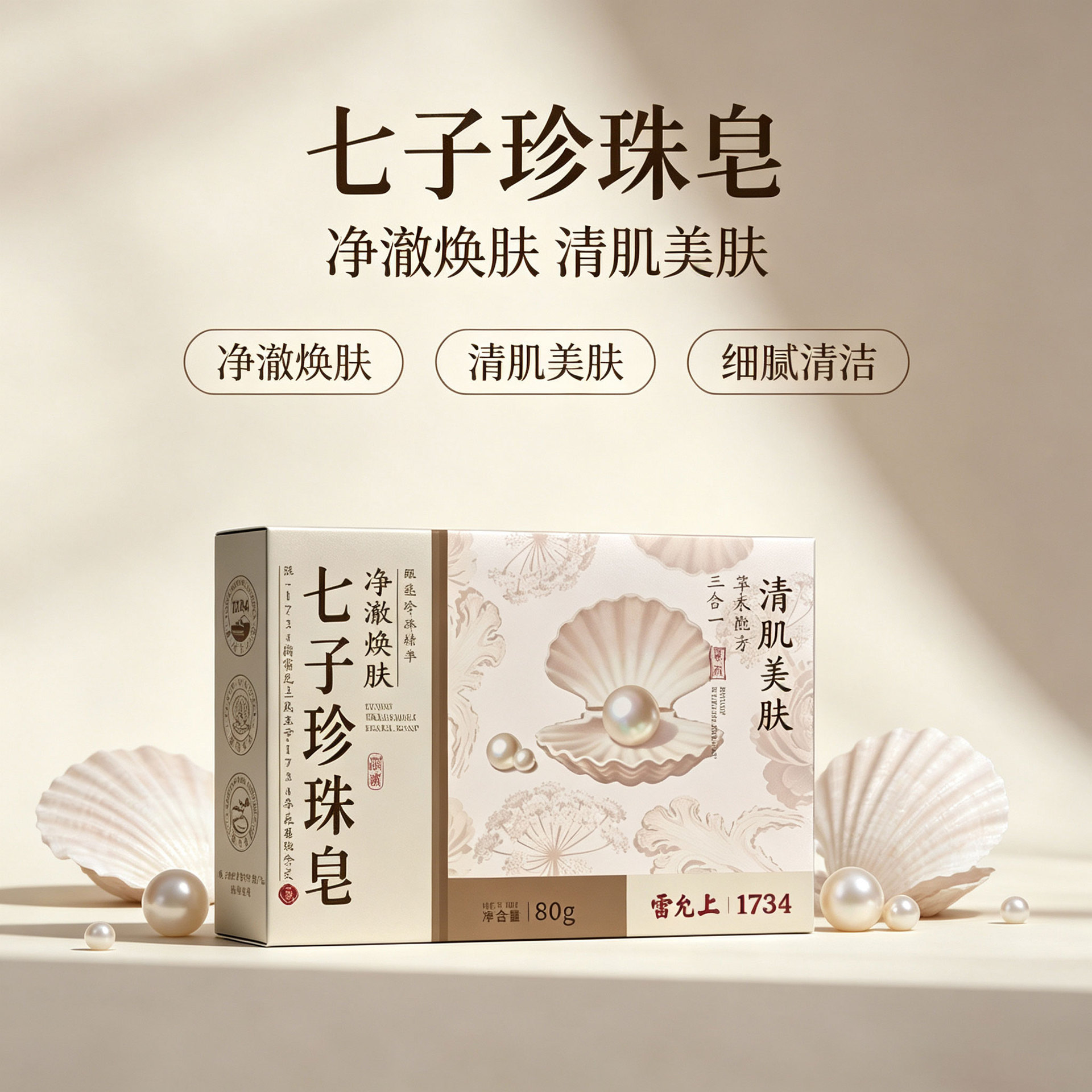 雷允上七子珍珠皂 清爽洁面沐浴皂 七子原料柔润肌肤清洁皂