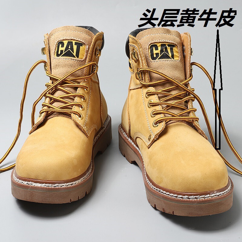 European and American quality fashion brand couple's top layer yellow cattle leather martin boots men's work outdoor hiking shoes women's leather boots