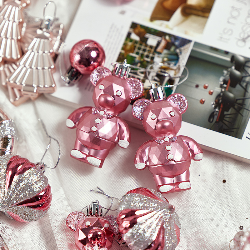 Bola rosa de Navidad pintada bola colgante de Navidad colgante de Navidad decoración de árbol de Navidad colgante caja