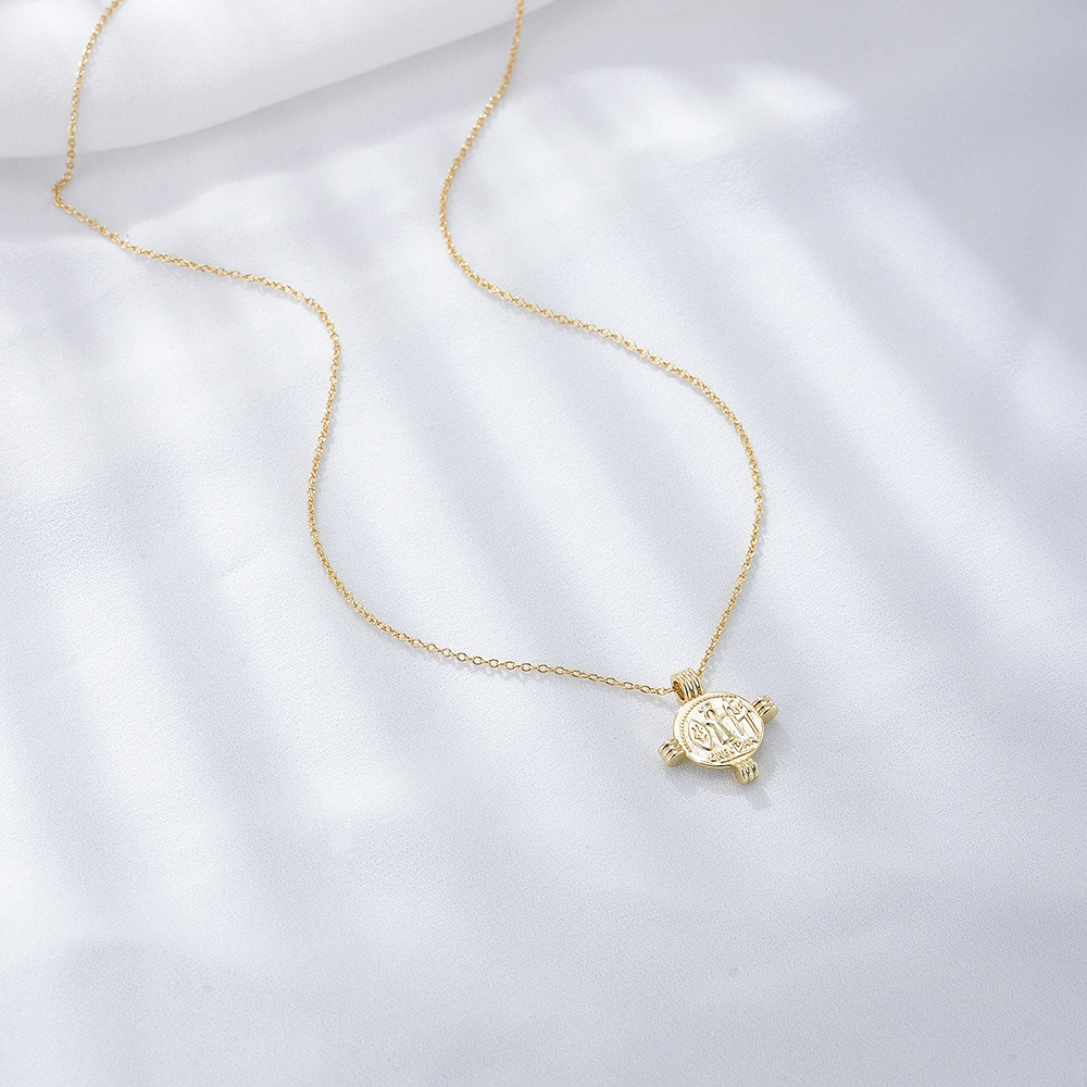 S925 plata de ley retro chapado en oro collar de monedas de marca redonda Europa y América moneda ins cadena de clavícula collar de moneda de oro