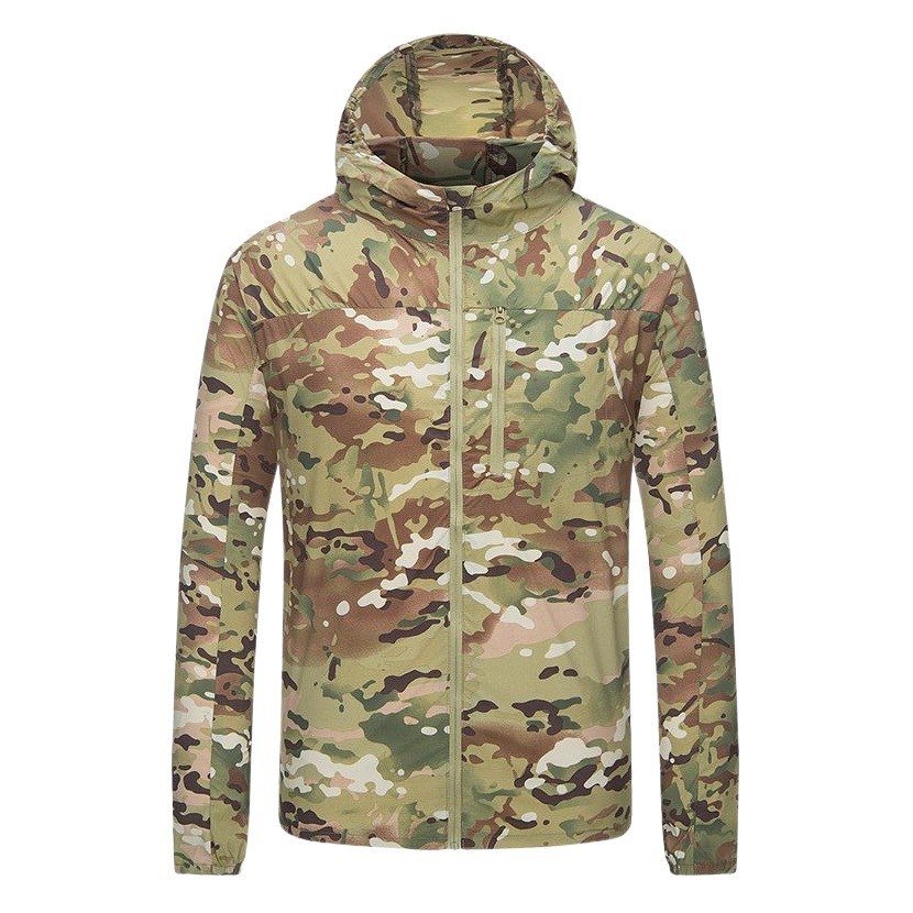 Outdoor Tactical Skin Clothing for Men, Summer Hooded Sun Protection Clothing, Breathable, Lightweight Sun Protection Clothing, Anti-Uv