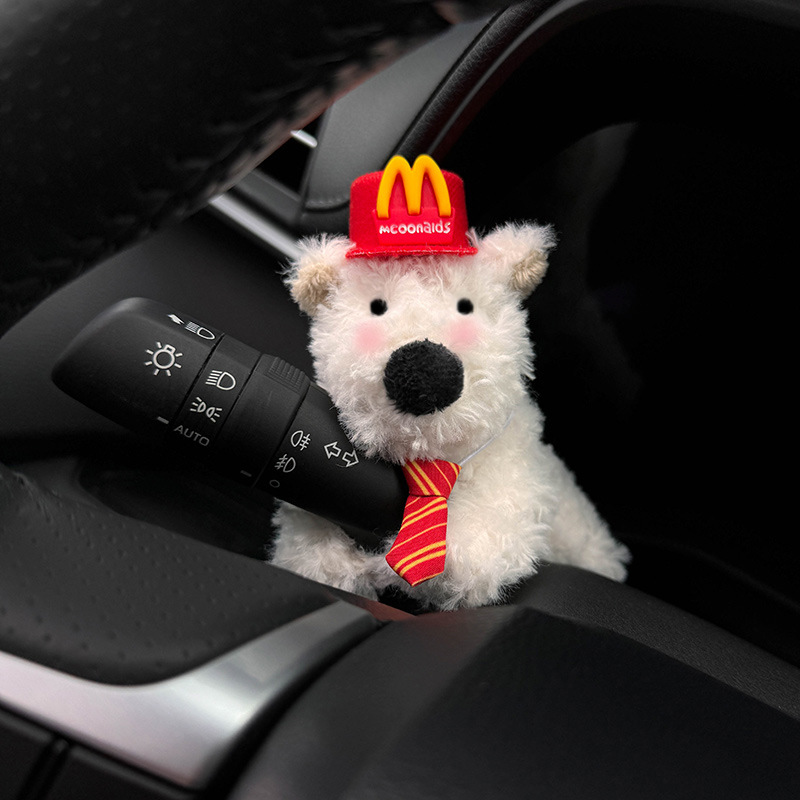 Decoración de la pantalla del coche de West Highland, cachorro garabateado, bloqueo de coche, decoración de la pantalla de control central, accesorios de coche, felpa linda