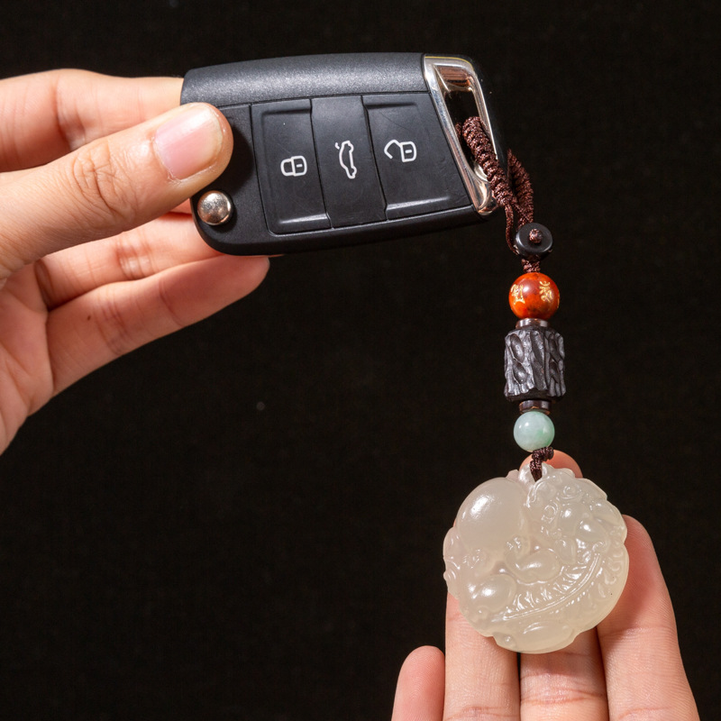 阿富汗玉石钥匙扣招财貔貅中国风创意汽车钥匙挂件创意男女平安|ms