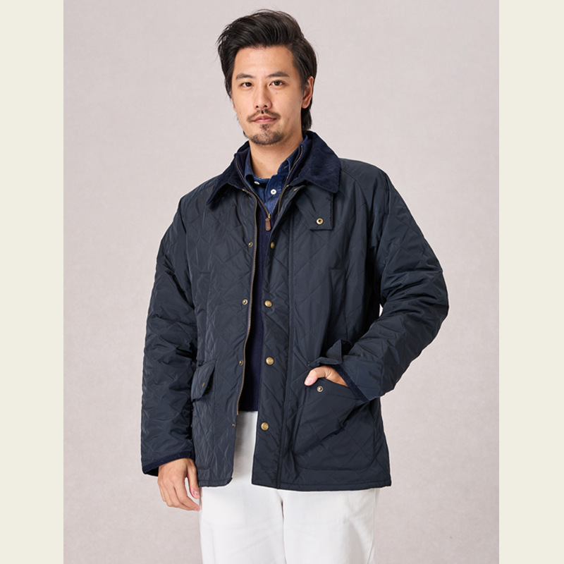 British Classic Bedale Hunting Lightweight Waterproof Outdoor Vintage Autumn and Winter Quilted Jacket Lapel Cotton Coat Men's Jacket