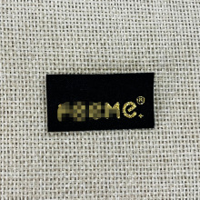 工厂定制高密度OEKO服装金线织唛金丝对折领标高档床垫家纺角标