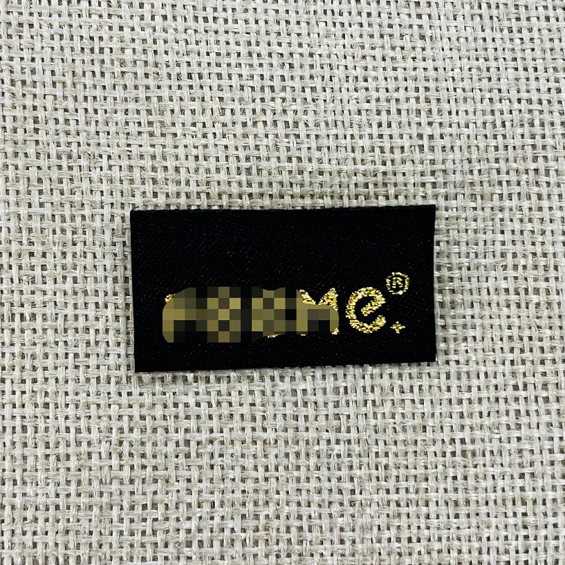 工厂定制高密度OEKO服装金线织唛金丝对折领标高档床垫家纺角标