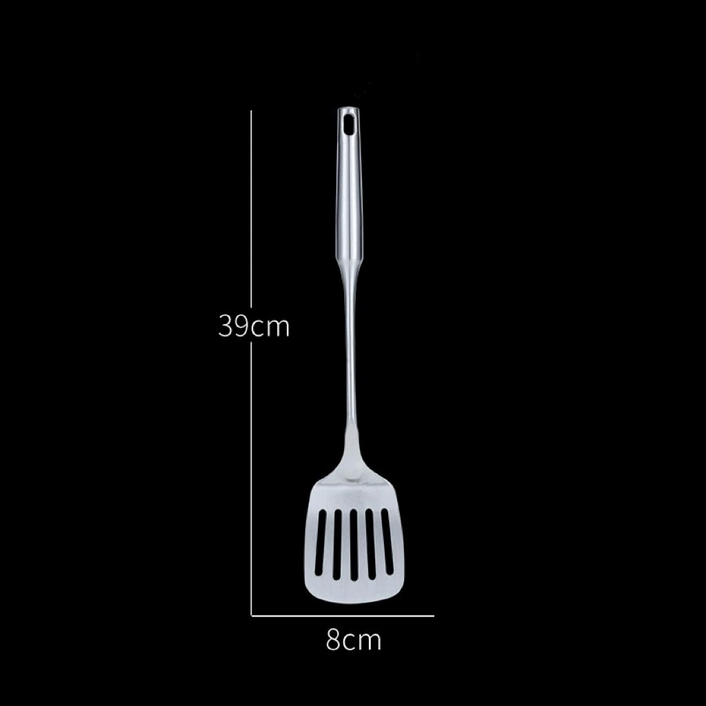 Kitchen cooking spoon 304 stainless steel spatula wholesale soup spoon large colander sanded hollow handle cooking spatula
