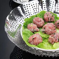 Cross-border Amazon stainless steel vegetable and seafood folding steaming tray telescopic multifunctional fruit steamed bun lily tray steamer