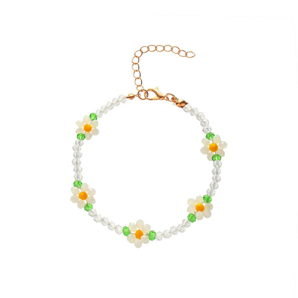 Fashion Flower Alloy Beaded Necklace