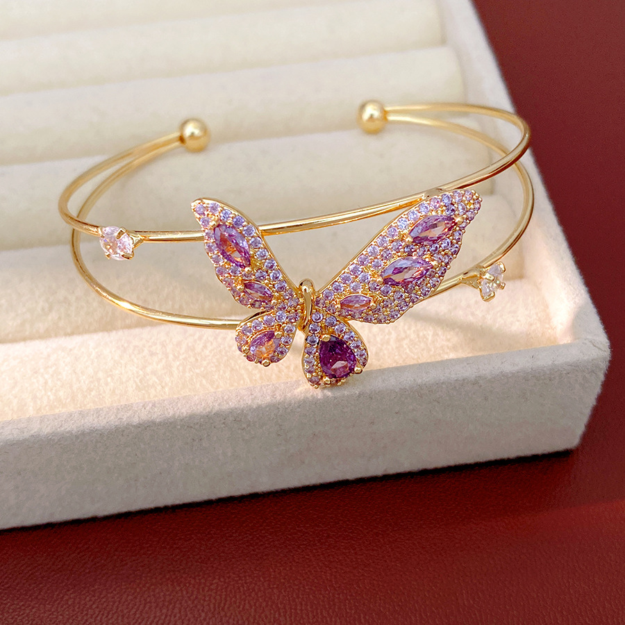 Collar de mariposa de piedra púrpura ligero de lujo nicho cadena de clavícula de alta calidad temperamento de moda conjunto de joyería versátil