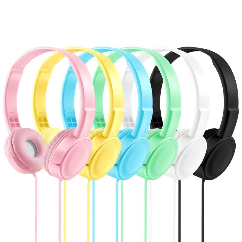 Transfronterizo auriculares MZ-026 macaron cinta micrófono con cable para niños auriculares de control de alambre auriculares de la computadora al por mayor