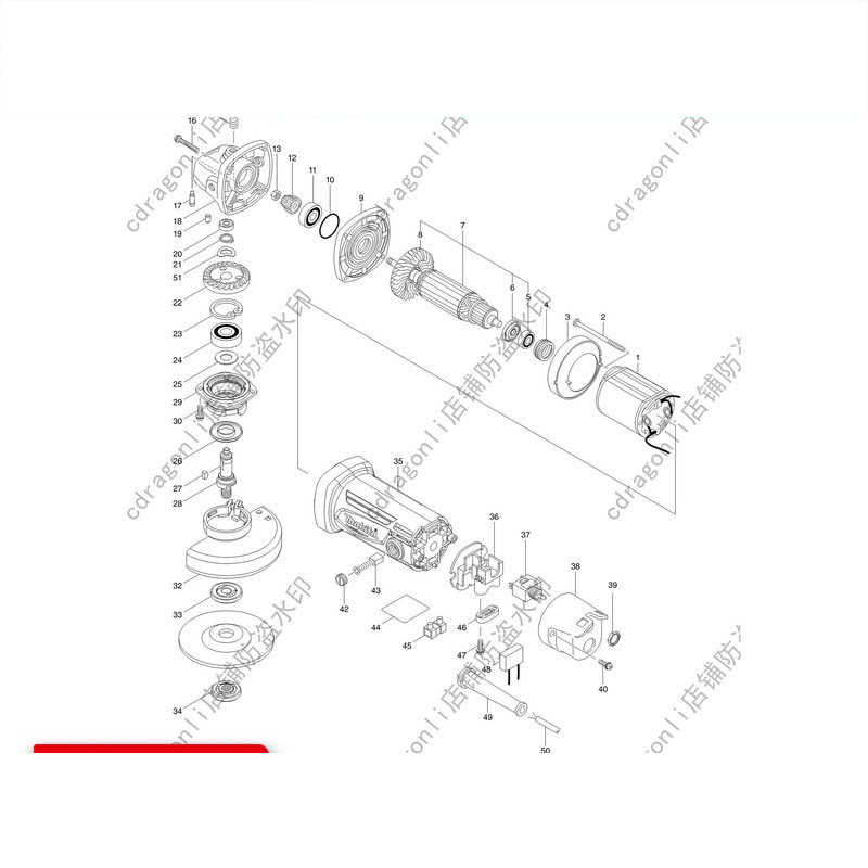 MAKITA牧田M9505角磨机原装维修配件转子定子开关齿轮箱碳刷