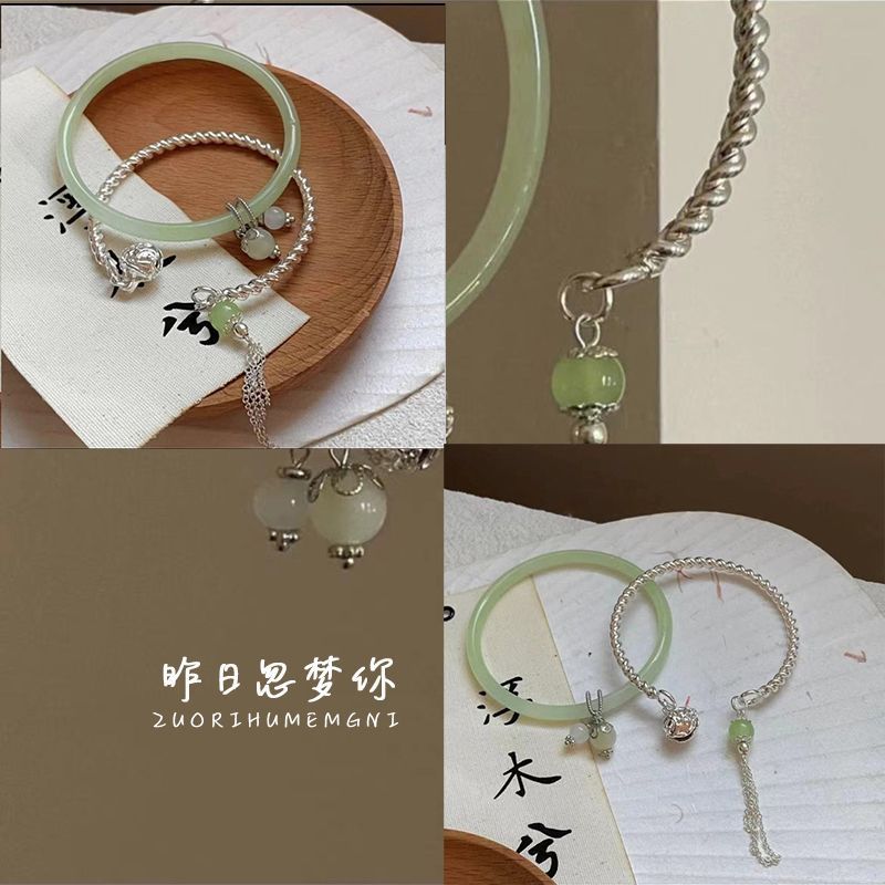 Nuevo estilo chino seguridad borla doble pulsera estilo antiguo pulsera un paso simple campana pulsera novias regalo