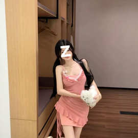 御姐软妹日系叠穿减龄套装女夏新款纯欲背心+不规则吊带裙两件套