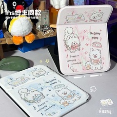 サモエの漫画の子犬の化粧鏡の学生の寮のかわいい鏡の高清の折り畳みの携帯のデスクトップの化粧鏡