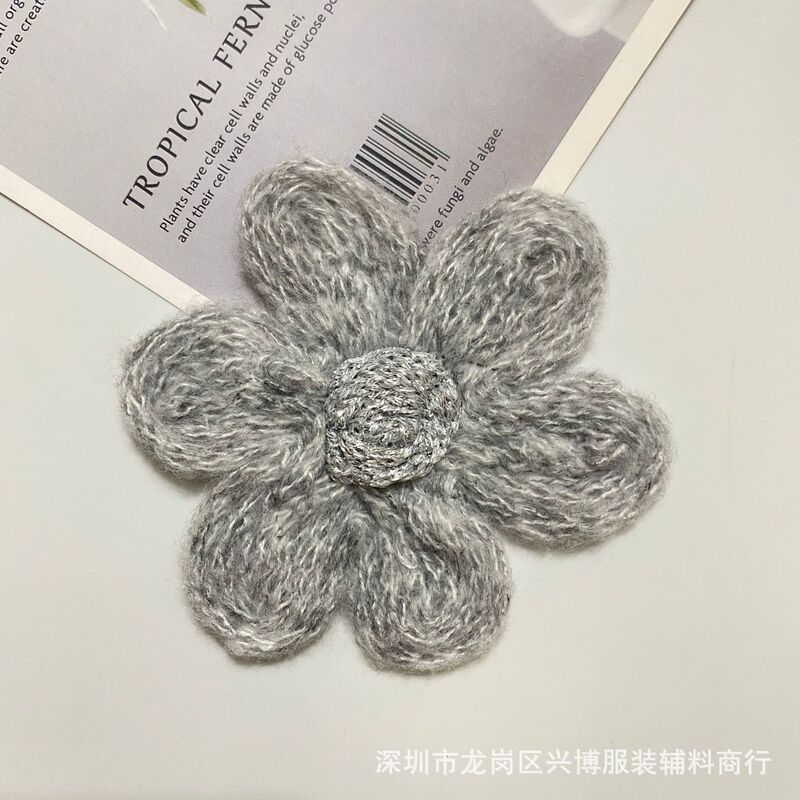 新しいかわいいウールニットフラワージュエリー手作り diy 6 花びらフラワーカーディガンヘアアクセサリーブートニア衣類アクセサリー|undefined