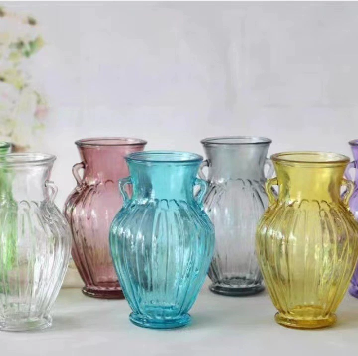 Европейский стиль простая Ретро бинауральная прозрачная стеклянная ваза французская гостиная журнальный столик обеденный стол Цветочная композиция украшения Гидропонные цветы