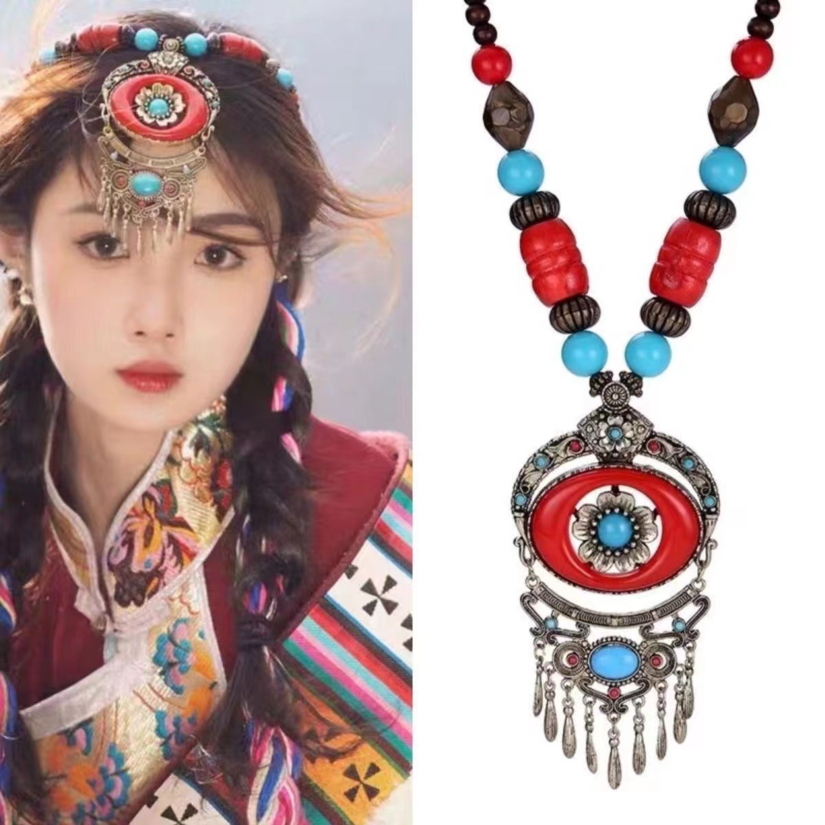 欧美新款波西米民族风项链女长款项饰藏式衣服配饰毛衣链批发额饰