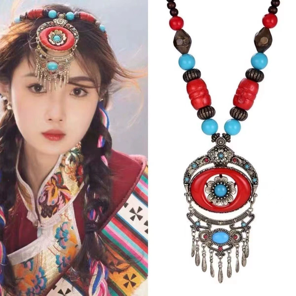 Европейское и американское новое ожерелье в этническом стиле bosimi, женское длинное ожерелье, аксессуары для тибетской одежды, цепочка свитеров, оптовая продажа, украшения для лба