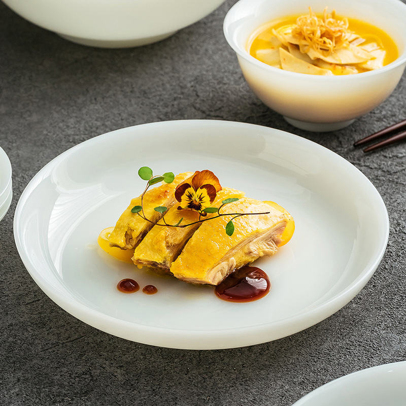 Dehua Yangzhi Jade Porcelain 2026 New Model Dinner Plate High-End Home Use Exquisite Plate Ceramic Tableware Dehua Yangzhi Jade Porcelain 2026 New Model Dinner Plate High-End Home Use Exquisite Plate Ceramic Tableware
