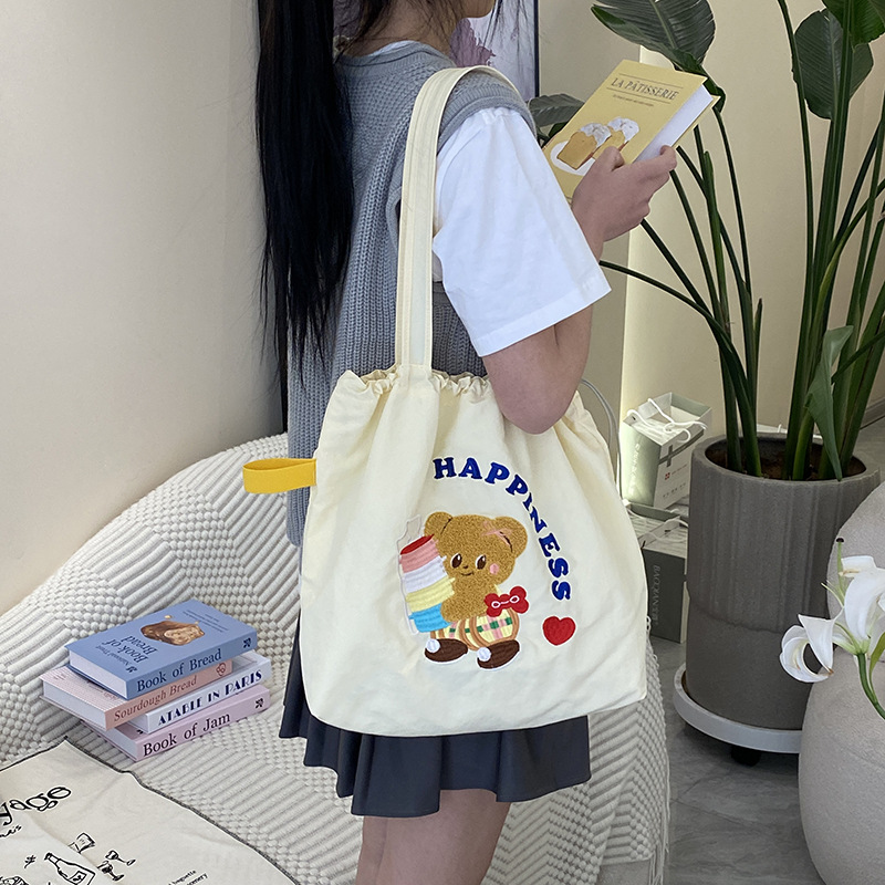 귀여운 수건 자수 조임끈 어깨  HAPPY Bear (m)