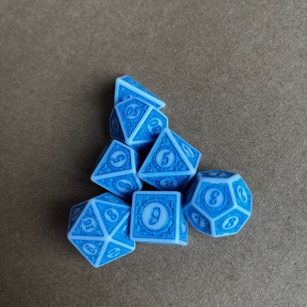 패턴 화이트 도트 블루 오일 7 세트