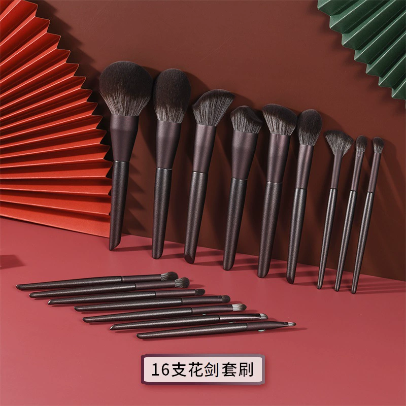 Contour Makeup Brush (Hanami) Multi-Size Sets — 10/14/16 pcs, roll case or pouch options