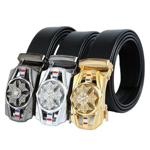 Belt men's running belt men's business trend rotatable automatic buckle pants belt TikTok live belt