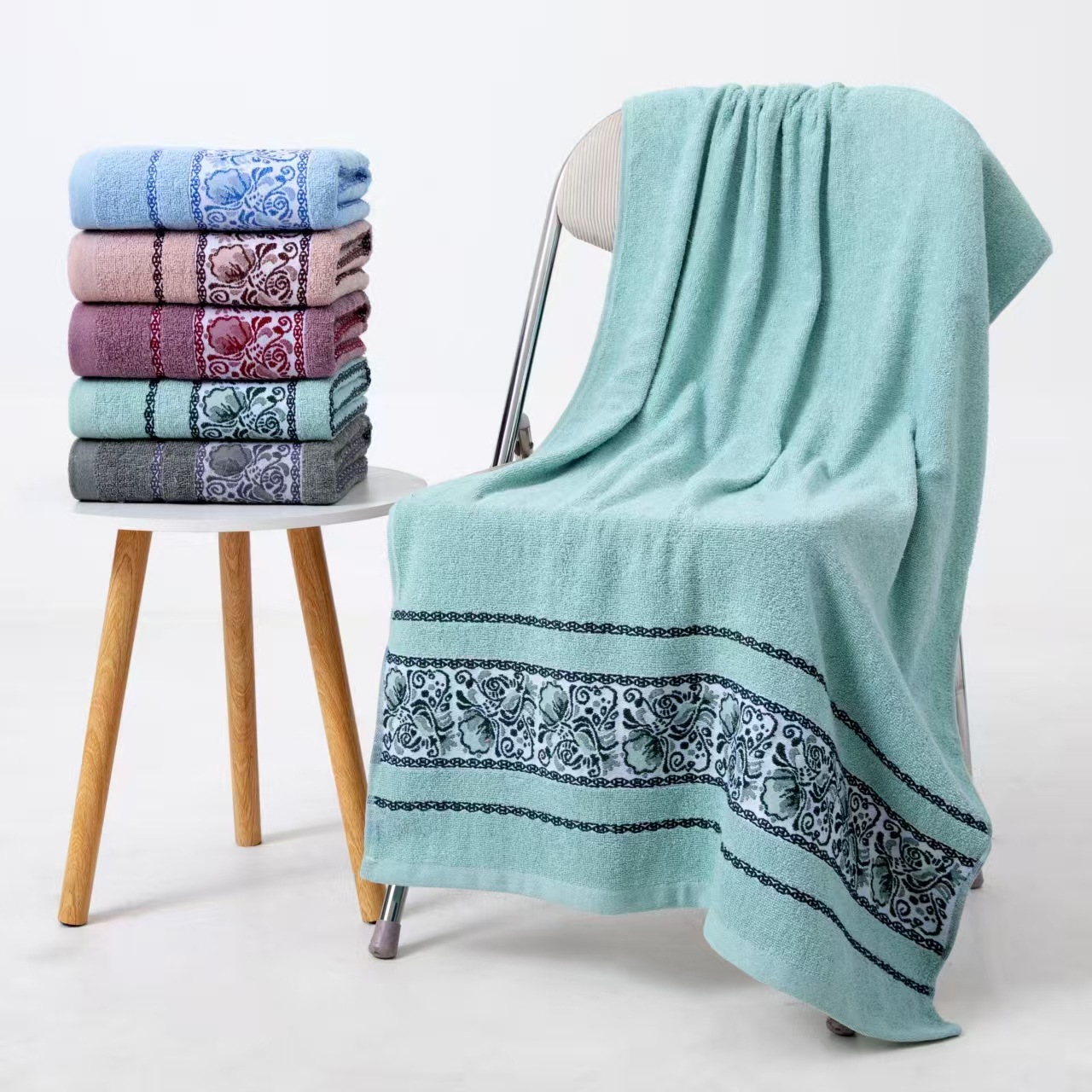 Pure Cotton Bath Towel Super Absorbent Soft Thick Jacquard Hotel_voghion.com