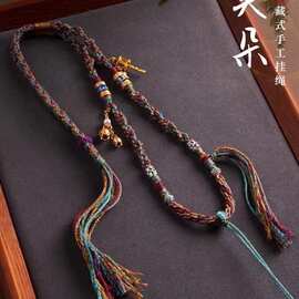 藏式项链绳编织唐卡佛牌玉石观音貔貅吊坠挂件绳毛衣链原创设计