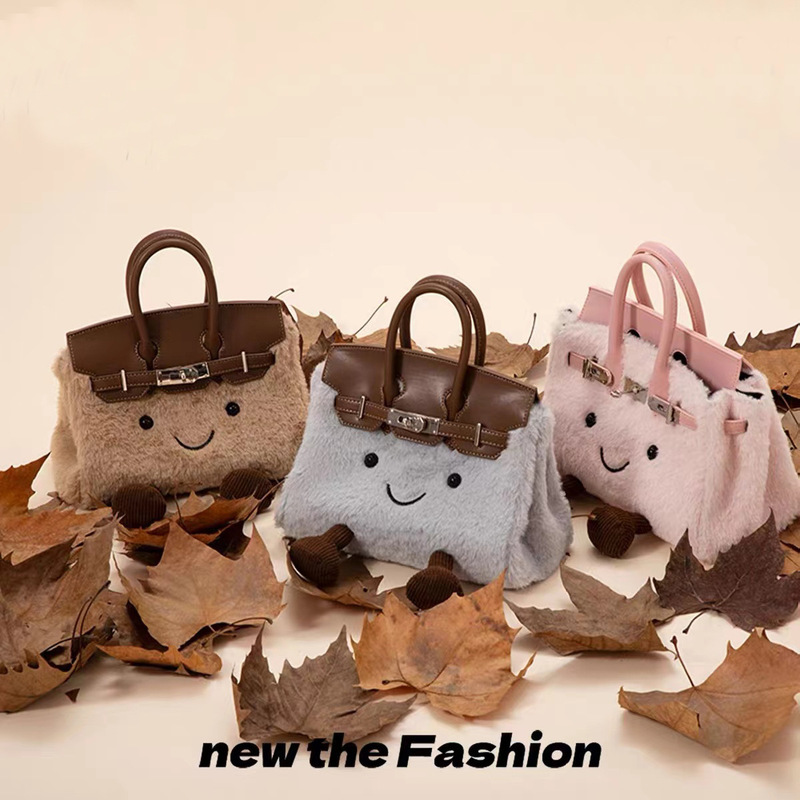 Original Niche Design Jllycatlm Style Doll Bag, Cute Plush Platinum Bag Bk Elf Handbag