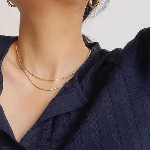 Cross-border minimalist snake chain necklace for men, Instagram trendy sweet and cool personality, hip-hop style simple pendant chain