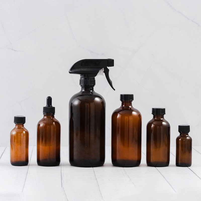 新款30ml茶色波士顿精油瓶棕色玻璃瓶纯露喷雾分装瓶子 厂家现货