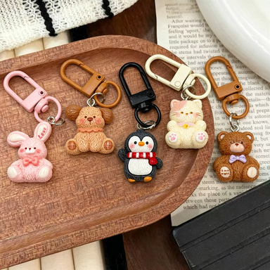 Cute Cartoon Bunny, Bear, Penguin Keychain, Bag Pendant, Car Charm, Small Gift for Students, Couples, and Best Friends