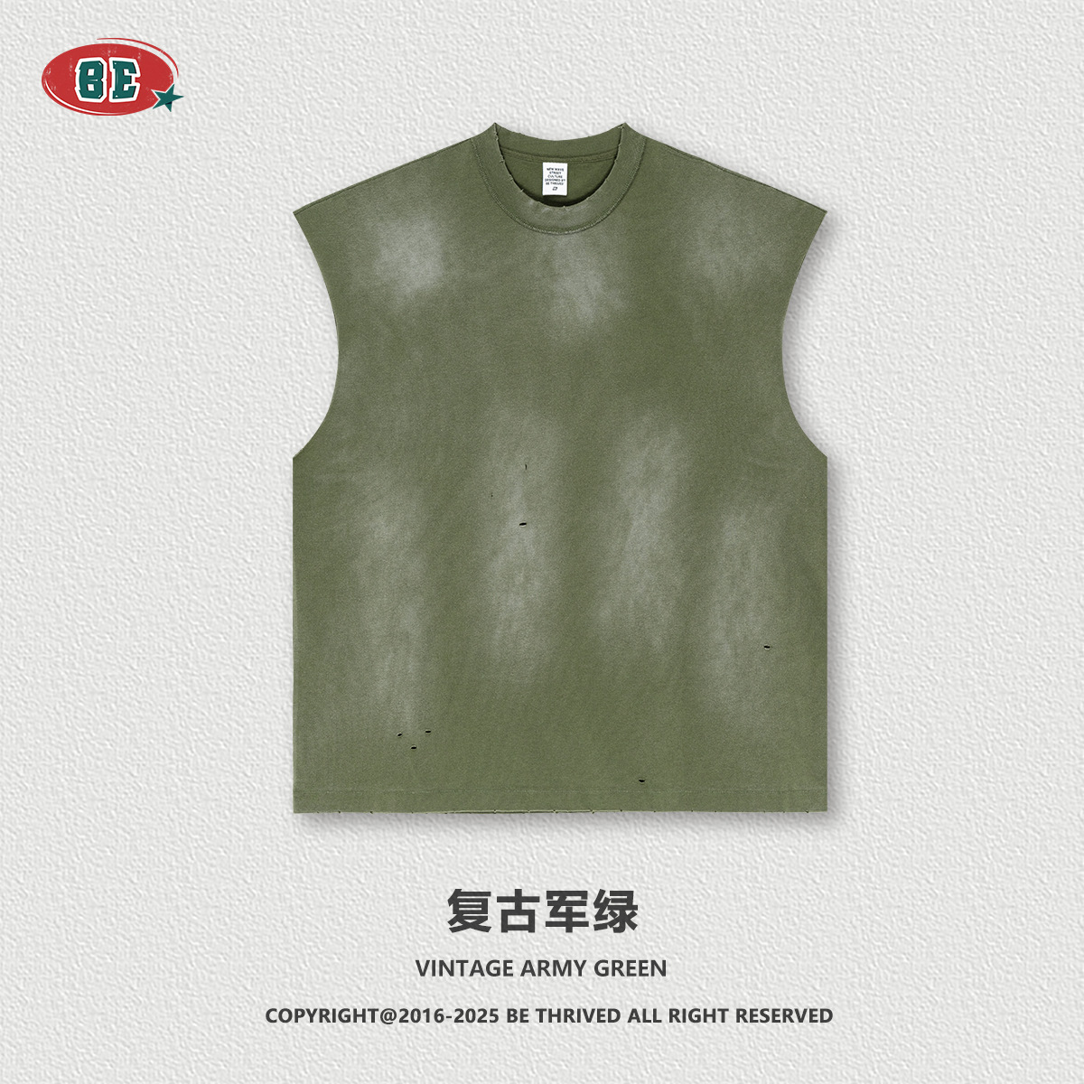 BEメンズ | 2025夏のアメリカのファッションブランドのレトロな古い肩を切ってベストを切った男性スポーツのノースリーブ男性tシャツ