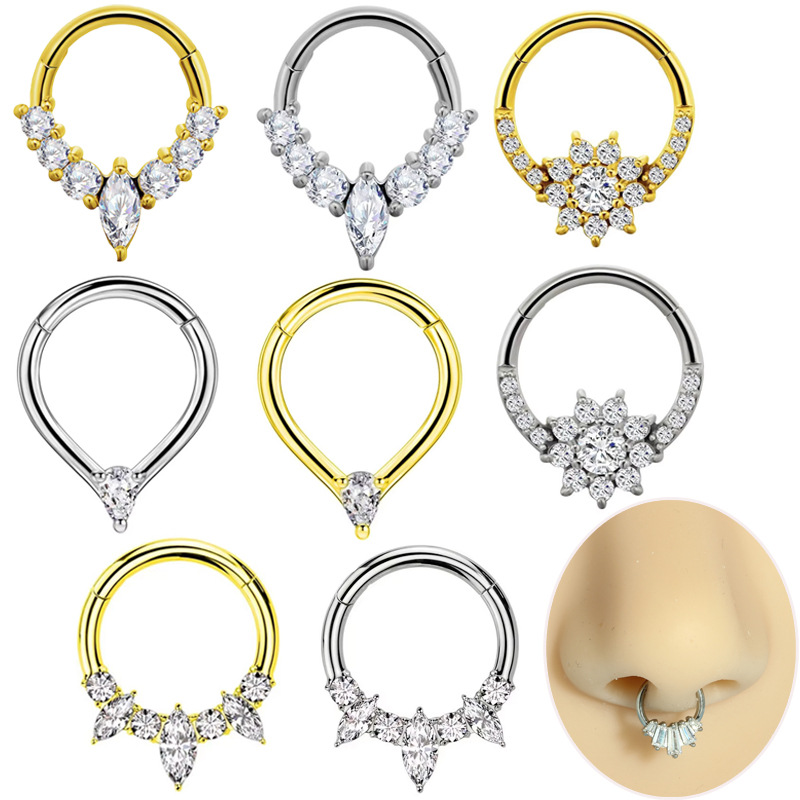 Silver pointed spike labret stud material detail
